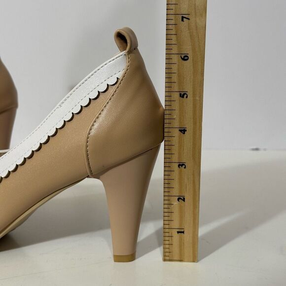 Women’s Block heels Round Toe Mary Jane Shoes Strapless Tan | Women Size 7.5/8 - Picture 9 of 9